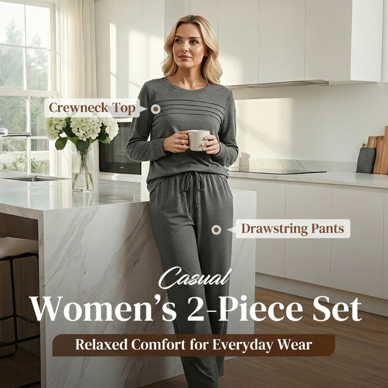 🔥HOT SALE 49% OFF✨💐Women's Crew Neck Top & Drawstring Pants Set