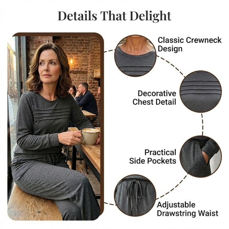 🔥HOT SALE 49% OFF✨💐Women's Crew Neck Top & Drawstring Pants Set