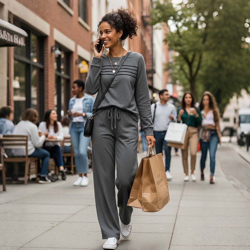 🔥HOT SALE 49% OFF✨💐Women's Crew Neck Top & Drawstring Pants Set