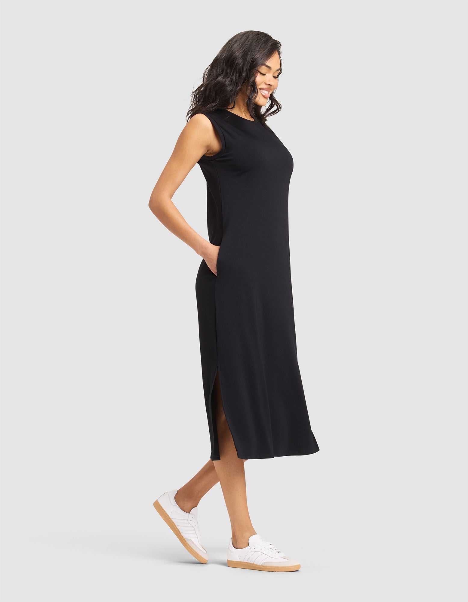 Women's Brushed Bamboo Sleeveless Midi Dress