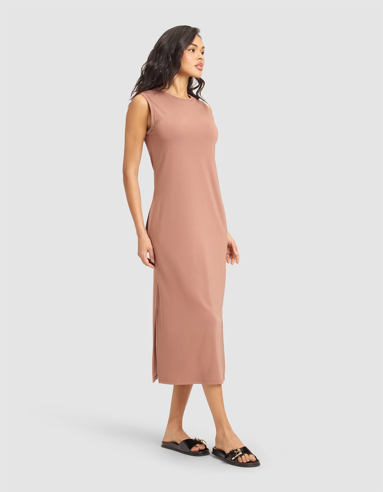 Women's Brushed Bamboo Sleeveless Midi Dress