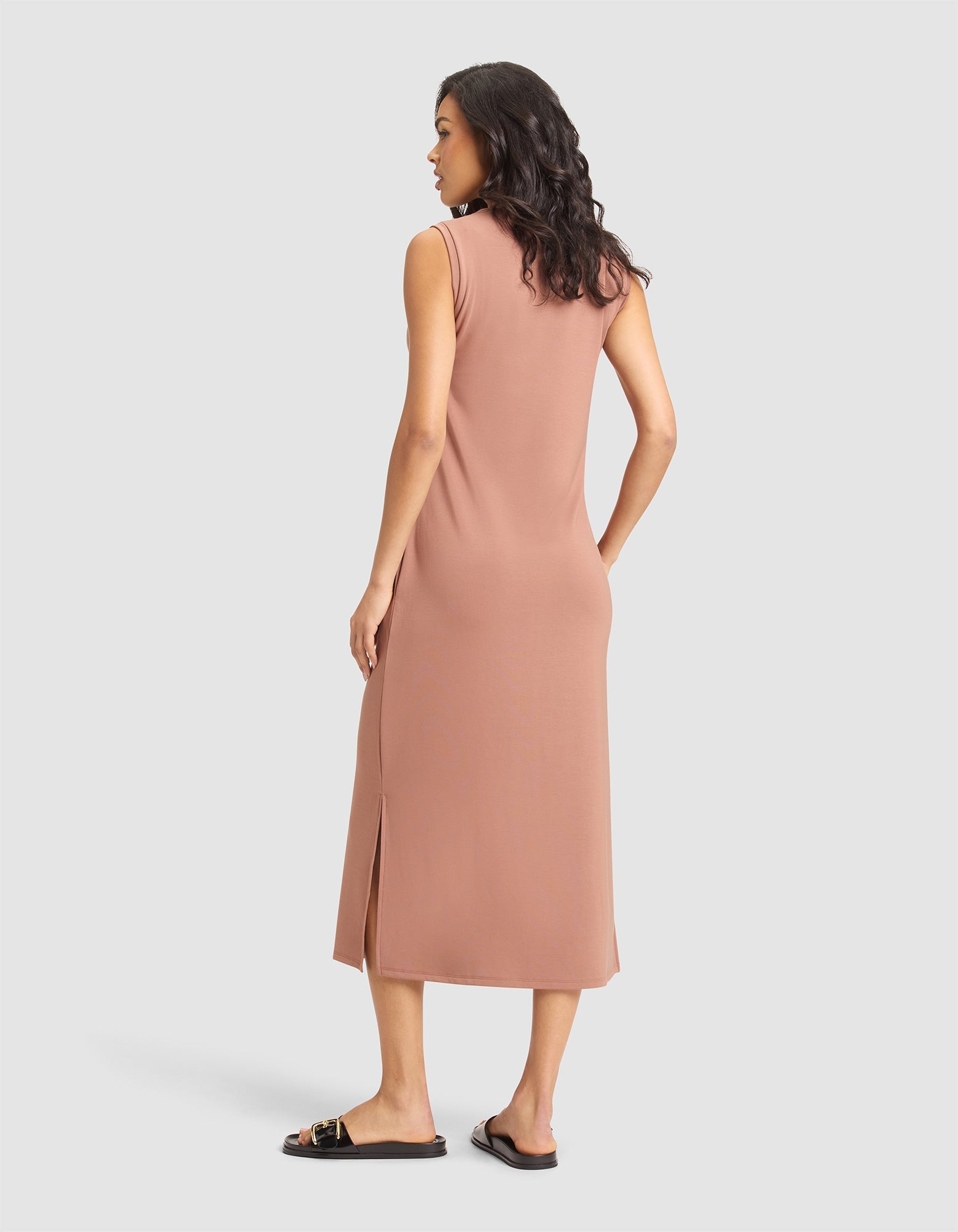 Women's Brushed Bamboo Sleeveless Midi Dress