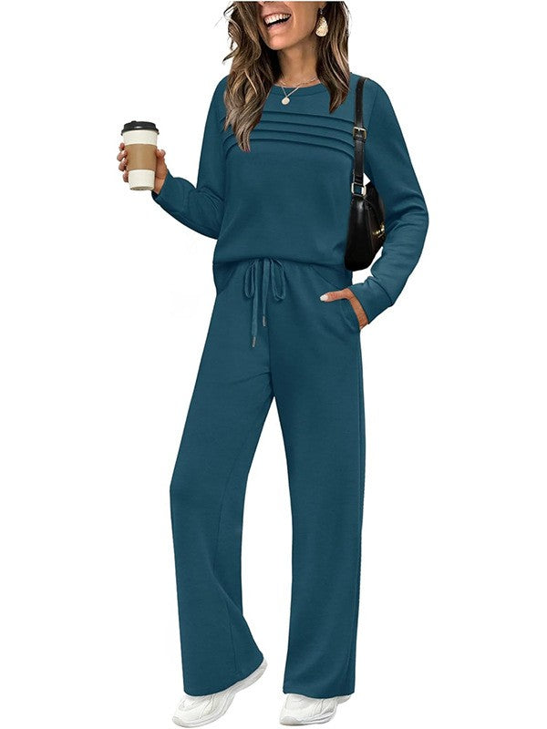 🔥HOT SALE 49% OFF✨💐Women's Crew Neck Top & Drawstring Pants Set