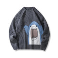 2026 #Springfresh Winter Cartoon Shark Crewneck Polyester Pullover Sweater Unisex Oversized Elegant Casual Streetwear Thick Knitwear Grey Fashion Sweaters Knitted