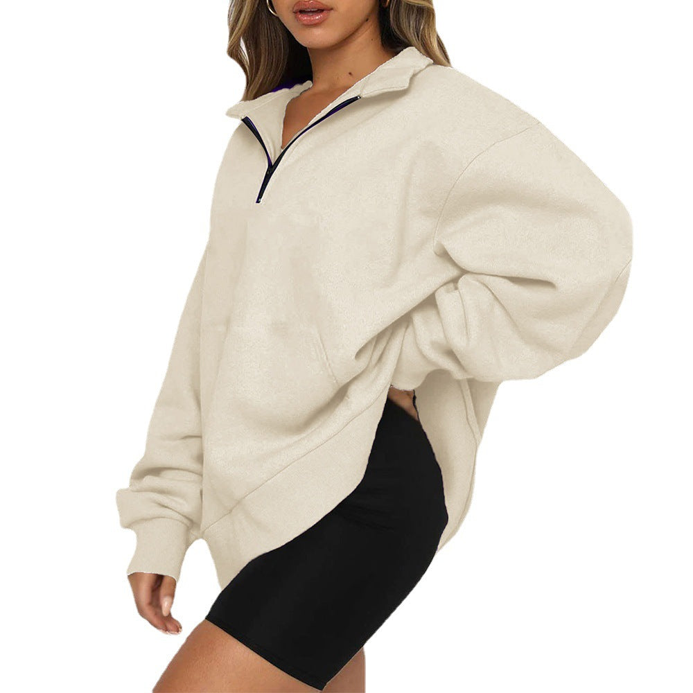 [Restock Alert] AUSELILY Women's Half Zip Sweatshirt Hoodless Hoodie Stand Collar Fleece Longsleeve Oversized Casual Style Pullover with Kangaroo Pocket Basic Minimalist Tops SpringStatements