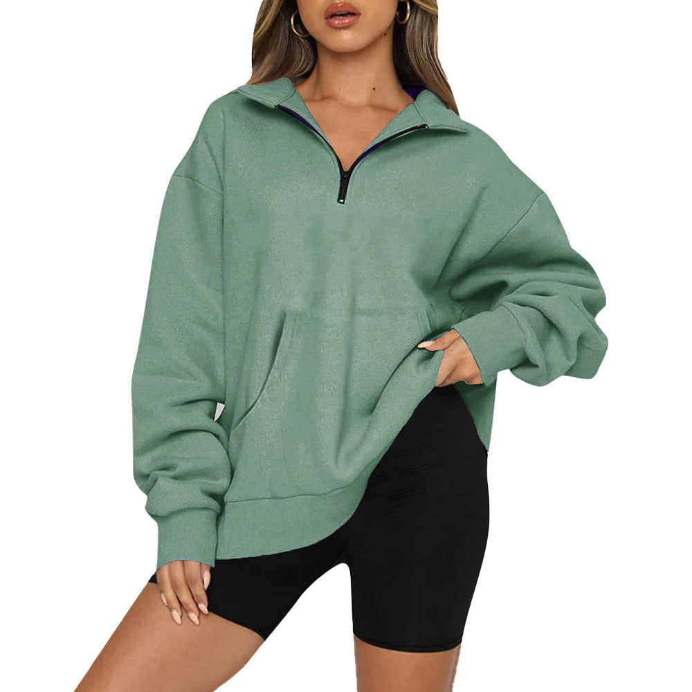 [Restock Alert] AUSELILY Women's Half Zip Sweatshirt Hoodless Hoodie Stand Collar Fleece Longsleeve Oversized Casual Style Pullover with Kangaroo Pocket Basic Minimalist Tops SpringStatements