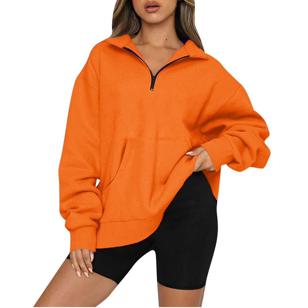 [Restock Alert] AUSELILY Women's Half Zip Sweatshirt Hoodless Hoodie Stand Collar Fleece Longsleeve Oversized Casual Style Pullover with Kangaroo Pocket Basic Minimalist Tops SpringStatements