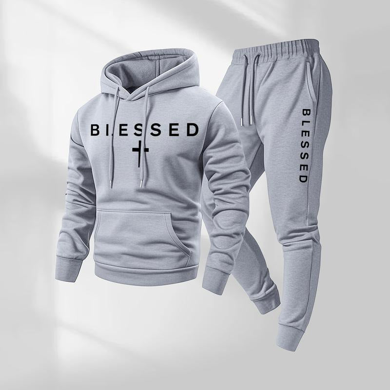 Blessed Cross Print Hoodie Tracksuit