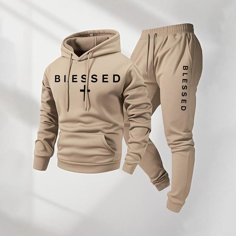 Blessed Cross Print Hoodie Tracksuit