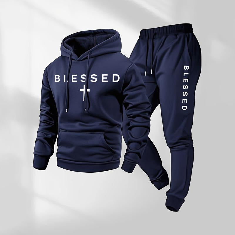 Blessed Cross Print Hoodie Tracksuit