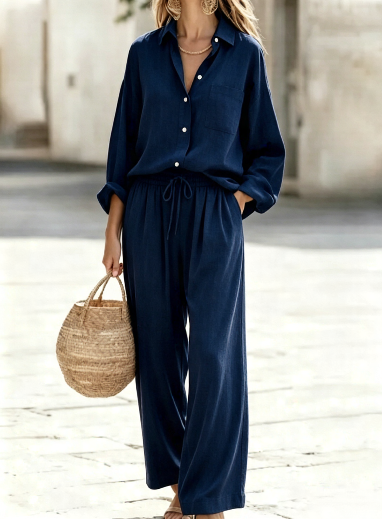 Relaxed Linen Commute Set