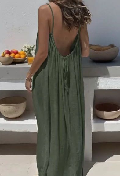 ☀️Women's Solid Color Backless Cami Dress