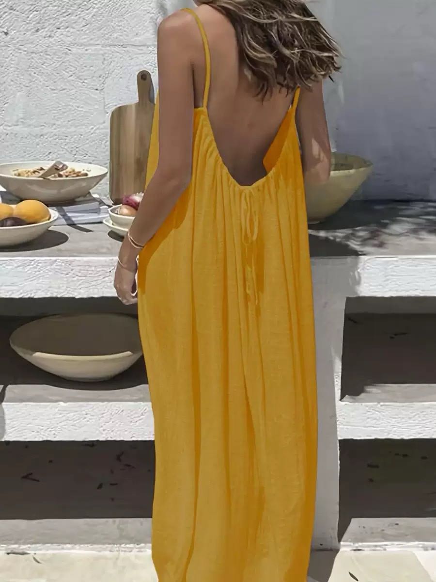 ☀️Women's Solid Color Backless Cami Dress