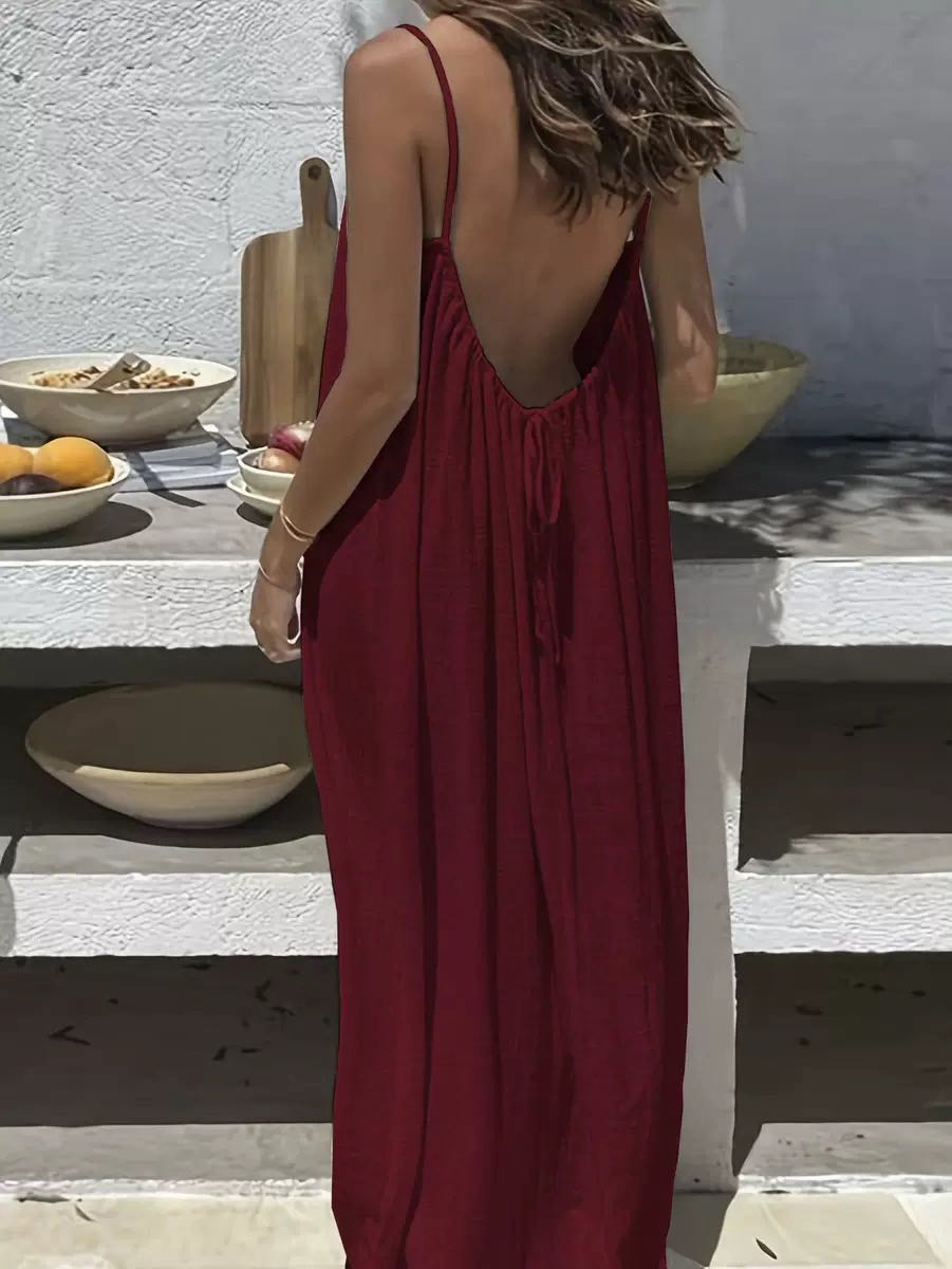 ☀️Women's Solid Color Backless Cami Dress