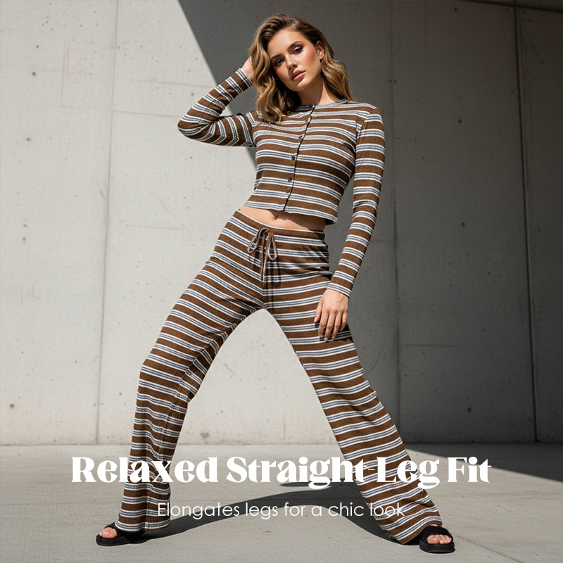 👚 50% OFF FLASH SALE ! ⚡ Women's Striped Knit 2-Piece Set – Soft Stretch Knit Fabric, Classic Striped Pattern, Effortless Matching & Versatile 🧶