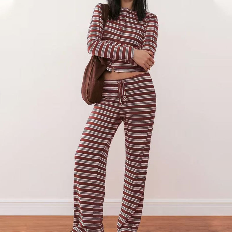 👚 50% OFF FLASH SALE ! ⚡ Women's Striped Knit 2-Piece Set – Soft Stretch Knit Fabric, Classic Striped Pattern, Effortless Matching & Versatile 🧶