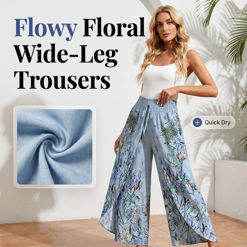 🌺Bedruckte Damenhose mit weitem Bein und Kordelzug